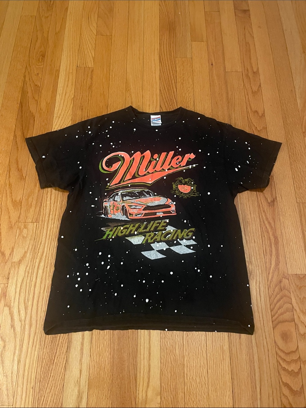 Y2K racing graphic t-shirt Junk Food Clothing Black Miller High Life Tee